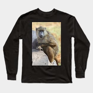 Yellow Baboon Alert While Resting Long Sleeve T-Shirt